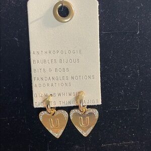Anthropologie Heart Huggies Hoops Earrings.NWT